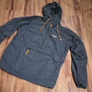 L.L. Bean Black Windbreaker with Hood Size Small